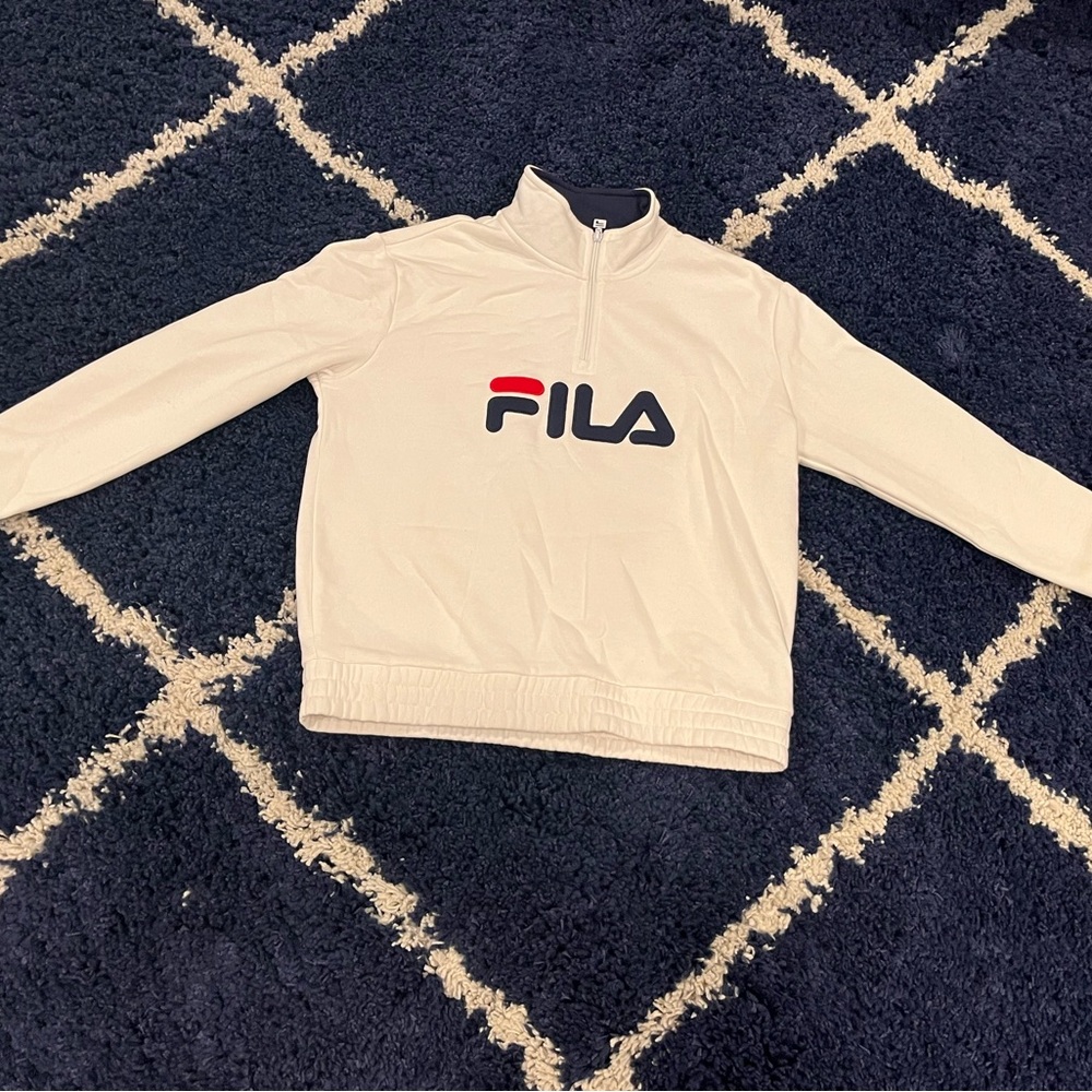 Fila Women’s White  Quarter-Zip Pullover sz L